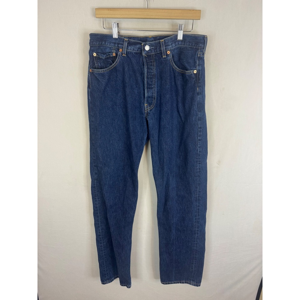 Vintage 90s Levis 501 Jeans Mens 34x34 Dark Indigo Button Fly Canada